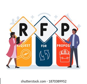 Flat design with people. RFP - Request For Proposal. business concept.  Vector illustration for website banner, marketing materials, business presentation, online advertising.