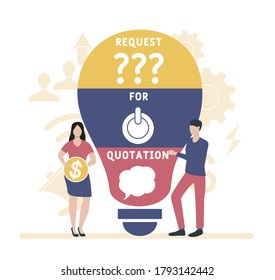 Flat design with people. RFQ - request for quotation. Platform. business concept background. Vector illustration for website banner, marketing materials, business presentation, online advertising