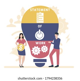 Flat design with people. SOW - statement of work. Platform. business concept background. Vector illustration for website banner, marketing materials, business presentation, online advertising