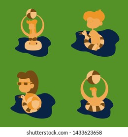 Flat design people are swimming in the swimming pool
