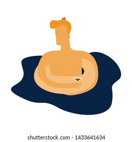 Flat design people are swimming in the swimming pool