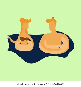 Flat design people are swimming in the swimming pool