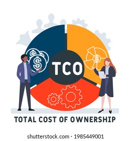 Flat design with people. TCO - Total Cost of Ownership acronym. business concept background. Vector illustration for website banner, marketing materials, business presentation, online advertising