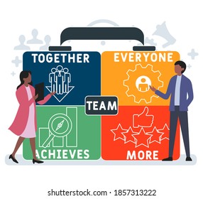 Flat design with people. Team - Together Everyone Achieves More  acronym. business  concept background. Vector illustration for website banner, marketing materials, business presentation