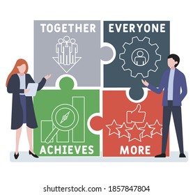 Flat design with people. Team - Together Everyone Achieves More  acronym. business  concept background. Vector illustration for website banner, marketing materials, business presentation