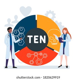 Flat design with people. TEN - Toxic Epidermal Necrolysis acronym, medical concept. Vector illustration for website banner, marketing materials, business presentation, online advertising