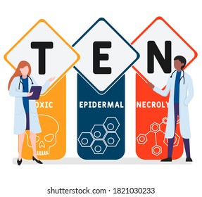 Diseño plano con gente. RTE - Acuario de necrolisis epidérmica tóxica, concepto médico. Ilustración vectorial para banner de sitio web, materiales de marketing, presentación comercial, publicidad en línea