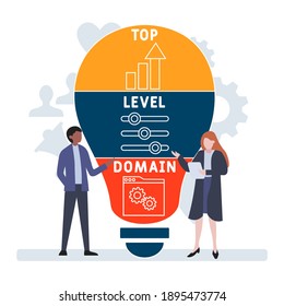 Flat design with people. TLD - Top Level Domain acronym, business concept background.   Vector illustration for website banner, marketing materials, business presentation, online advertising.