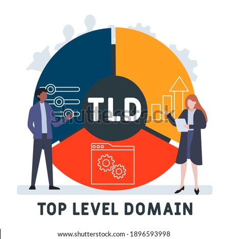 Flat design with people. TLD - Top Level Domain acronym, business concept background.   Vector illustration for website banner, marketing materials, business presentation, online advertising.