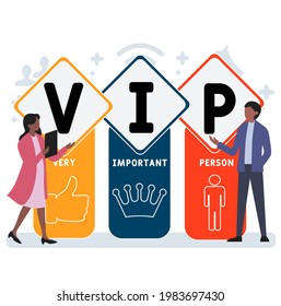 Flat design with people. VIP - Very Important Person acronym. business concept background. Vector illustration for website banner, marketing materials, business presentation, online advertising