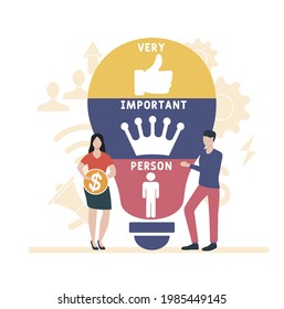 Flat design with people. VIP - Very Important Person acronym. business concept background. Vector illustration for website banner, marketing materials, business presentation, online advertising