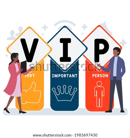 Flat design with people. VIP - Very Important Person acronym. business concept background. Vector illustration for website banner, marketing materials, business presentation, online advertising
