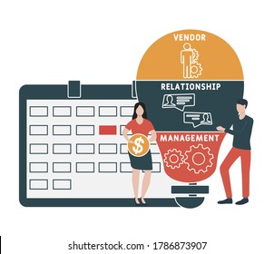 Flat design with people. VRM - Vendor Relationship Management. business concept background. Vector illustration for website banner, marketing materials, business presentation, online advertising.