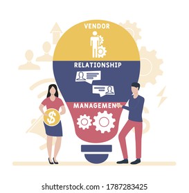 Flat design with people. VRM - Vendor Relationship Management. business concept background. Vector illustration for website banner, marketing materials, business presentation, online advertising.