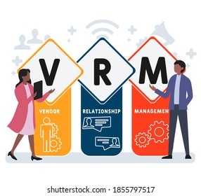 Flat design with people. VRM - Vendor Relationship Management. business concept background. Vector illustration for website banner, marketing materials, business presentation, online advertising.