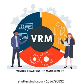 Flat design with people. VRM - Vendor Relationship Management. business concept background. Vector illustration for website banner, marketing materials, business presentation, online advertising.