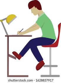 flat design people are writing on the table