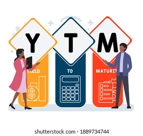 Flat design with people. YTM - Yield To Maturity acronym, business concept background.   Vector illustration for website banner, marketing materials, business presentation, online advertising.