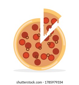 Flat Design - Pepperoni Pizza Illustration