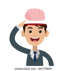 flat design person with brain outside head icon vector illustration