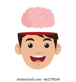 flat design person with brain outside head icon vector illustration