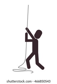 flat design person climbing rope icon vector illustration