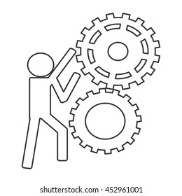 flat design person with gears icon vector illustration