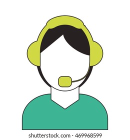 flat design person with headset icon vector illustration