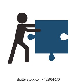 flat design person holding puzzle piece icon vector illustration