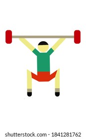 Flat design of a person with the object of a person doing sports activities lifting heavy loads