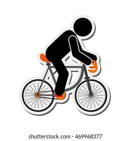 flat design person riding bike icon vector illustration