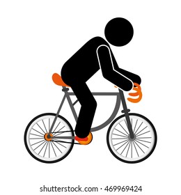 flat design person riding bike icon vector illustration