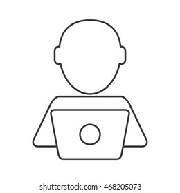 flat design person using laptop icon vector illustration