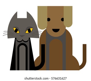 flat design pets dog and cat