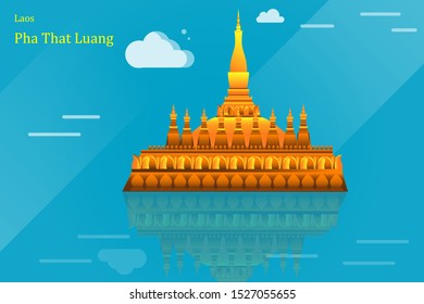 Flat design Pha That Luang illustration vector - Vector