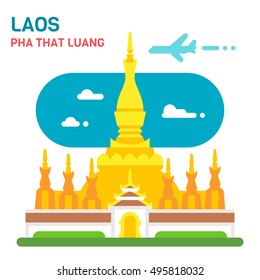 Flat design Pha That Luang illustration vector