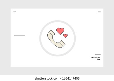 flat design phone call icon. themed love suitable for valentine and wedding and invitation cards