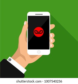 Flat design of phone with end call button. Vector illustration. Isolated