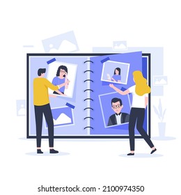 Flat design of photo album concept. Illustration for websites, landing pages, mobile applications, posters and banners