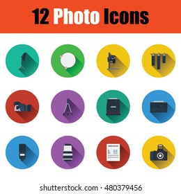 Flat design photography icon set in ui colors. Vector illustration.