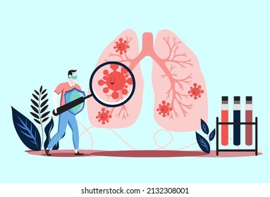 flat design picture of lungs affected by covid 19