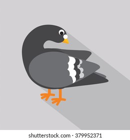 Flat Design Pigeon Icon On Green Background