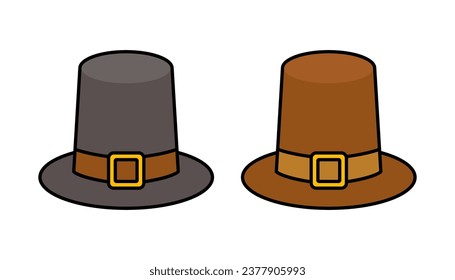 Flat Design Pilgrim Hat With Outline