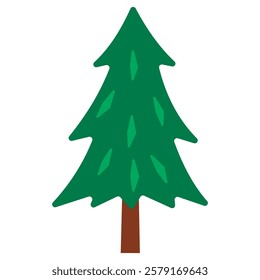 Flat design Pine tree vector illustration, perfect for nature themes, eco projects, and graphic design. Scalable and editable.