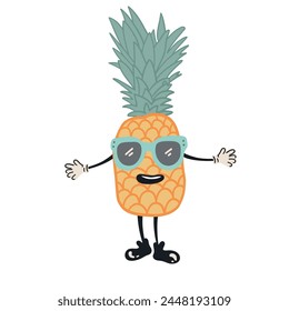 Piña de diseño plano en gafas de sol azules