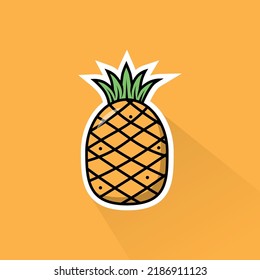 Flat Design of Pineapple, can be use as Sticker, Logo, and Poster