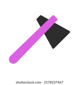 A Flat Design of a Pink and Black Hand Axe on White