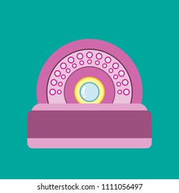 Flat design of pink closed circuit camera on green background. cctv security Cartoon concept icon.vector ,illustration. 