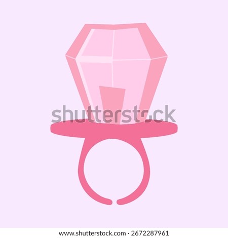 Flat Design Pink Diamond Ring Lollipop Treat Sweet Candy Illustration