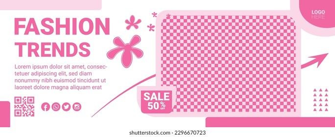 Flat design pink fashion facebook cover